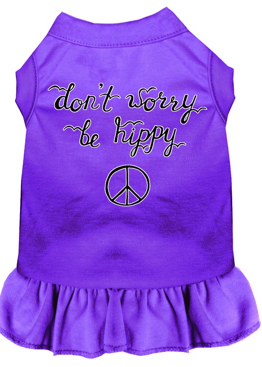 Be Hippy Screen Print Dog Dress Purple Lg